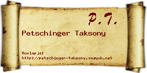 Petschinger Taksony névjegykártya